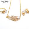 Fashion Brass Chain 18k Gold Plated Pendant Charm Necklace Jewelry Set For Women