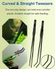 Aquarium Aquascape Tools Kit, 4 in 1 Anti-Rust Aquatic Plant Aquascaping Tool Stainless Steel Black Tweezers Scissors Spatula for Aquarium Tank Clean Fish Tank Aquascape Tools Sets (Black)