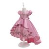 Summer Princess Dress For Girls Birthday Wedding Gown Kids Girl Party Dress Bow Embroidered Trailing Bridesmaid Dresses