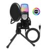 Computer Wired Cheap Flexible USB Condenser LED RGB Gaming Microphone With Stand For PC Laptop