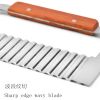 Potato Chip French Fry Cutter Stainless Steel Handheld wood handle Slicer Crinkle Cutter