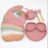 food-grade silicone safe bisphenol free baby care products Children's Meals Baby Items silicone bibs spoon fork baby feeding set