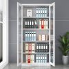 Modern Full Glass Steel File Cabinet 2 Swing Door Metal Office Furniture for Home Office Warehouse Hotel Storage