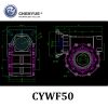 CHENYUE Large Output Bore Worm Gearbox CYWF 50 Input 22mm Output 50mm Speed Ratio from 5:1/100:1 Speed 80-233N.m Engine 3Kw Free Maintenance