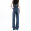 Tian Si wide leg jeans for women in summer, thin high waisted wide leg pants for women in summer, with a slimming effect. Ice silk straight leg pants for women in summer