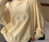 2024 spring new South Korea Dongdaemun lazy style letter embroidery round neck long sleeve pullover hoodie