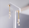 18K gold natural freshwater pearl earrings women's gold ear line strong light tassel earrings a dual-purpose pearl ear line