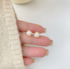 S999 Sterling silver natural freshwater pearl earrings with piercing earrings temperament niche design sense of high-grade ear