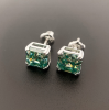 Special-shaped turquoise pagoda cut VVS925 sterling silver earrings with Mosan hip Hop studs