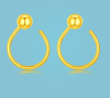 Water Shell Gold Jewelry Gold Bean earrings 5G Aurora Gold light bulb Circle earrings 999 full gold raising ear stick ears