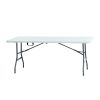 Folding Lightweight Trestle Outdoor Camping Table,Heavy Duty Plastic Outdoor Folding Picnic Table,Folding Trestle Table For BBQ Party, Folds in Half with Carry Handle,White(150Ã—70Ã—75cm)