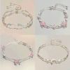Cherry blossom bow bracelet niche light luxury temperament senior pink zircon cool feeling boudoir hand bracelet trend