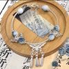 Niche design new Chinese blue and white porcelain matching ancient style butterfly fringe bracelet female