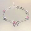 Cherry blossom bow bracelet niche light luxury temperament senior pink zircon cool feeling boudoir hand bracelet trend