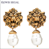 LEWIS SEGAL VINTAGE LION HEAD EARRINGS WITH PEARL DROP