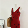  Color V-neck slip dress women's summer waist wrap hip mermaidtail skirt long red skirt rose 2 024