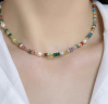 Natural Dopamine Colored Tourmaline Natural Freshwater Pearl Necklace Niche Luxury 2024 New Clavicle Chain