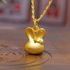 Gold 999 Full Gold Crown Pendant Necklace