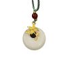 Hotan Jade Gold Plated and Jade Inlaid Women's Flower Branch Jade Jade Peace Buckle Necklace Small Pendant