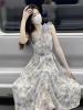 Floral halter dress sub French Fairy design sense of small fashion long dress summer 2024 new summer women's wear
