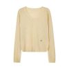 Low round neck micro through thin long sleeve knitted smock women 2024 spring new model Slouchy blouse