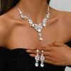 DaDa Fashion bridal set, full of diamonds, pear-shaped diamonds, gorgeous necklaces, earrings, simple set, bridal dress accessories