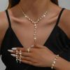 DaDa Hot Sale Jewelry Set Fashion Wedding Tassel Silver Necklace Earrings Bracelet Ring Set