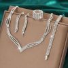 DaDa Bridal jewelry, European and American hot sale three-piece rhinestone claw chain jewelry set, noble and elegant