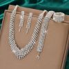 DaDa Hot Sale Super Flash Necklace Earrings Bracelet Set Bridal Rings New Brilliant Four Piece Set Fashion Full Diamond Jewelry