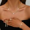 DaDa Fashion Accessories Geometric All-Diamond Necklace Set Fashion Bridal Rhinestone Clavicle Chain Necklace