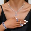 DaDa Hot Accessories New Fashion Bridal Jewelry Wedding Accessories Simple Sapphire Blue Diamond Necklace Earrings