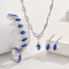 DaDa Hot Accessories New Fashion Bridal Jewelry Wedding Accessories Simple Sapphire Blue Diamond Necklace Earrings