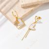 DaDa Fashionable simple temperamental light luxury asymmetrical love chain tassel gold-plated titanium steel earrings