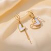 DaDa Fashionable simple temperamental light luxury asymmetrical love chain tassel gold-plated titanium steel earrings