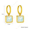 DaDa Popular niche ultra-flash titanium steel faceted pear-shaped square colored zircon pendant gold earring earrings