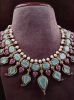 Contemporary Designer Turquoise And Ruby Silver CZ Necklace