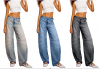 New Design custom Women baggy Denim Pants with seams