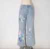 Women Trendy Print Straight Leg Jeans With butterfly-print