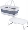 Factory Selling New Arrival Camping Plastic Collapsible Basket with Mini Lightweight Picnic Table 2 in 1