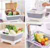 Multifunctional Collapsible Storage Basket Foldable Square Sink Washing Basins with Drain Hole Fruit and Vegetable Washing  Bucket