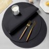 Round brown fake leather tablemat, waterproof and stain proof, very durable Cleaning : 30Ã‚Â° washing machine, iron in reverse. MADE IN CHINA