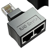 8P8C Three-way Adapter, RJ45 Connector, 10P10C Male-to-Female and Female-to-Female, RJ4850 Shielded, All-plastic, Black