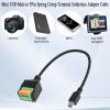 Mini USB Quick-Connect Solderless Connector Short Cable, Mini USB Male to 5 - pin Crimp