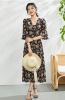 Women's Silk Floral Dress - French Style Summer Maxi Dress