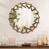  Luxury Bathroom Living Room Frame 3D Wall Decorative Wall Mirror Wholesale Wall-mounted Glass Round Hanging Mirror