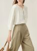 Women's French Linen Shirt Ã¢ï¿½ï¿½ Summer Short Sleeve Relaxed Blouse, Boho Office Wear Loose Fit Top