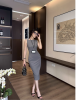  Summer workplace sleeveless dress, women's cinched waist Rachel dress