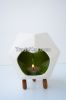 Ceramic Candle Holder with 3 Wooden Legs - Angular Shape
