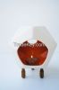 Ceramic Candle Holder with 3 Wooden Legs - Angular Shape