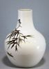 Oriental High Quality Bone porcelain flower vase, decorated by Chinese ink painting in Decal ceramic, by Qi Fu